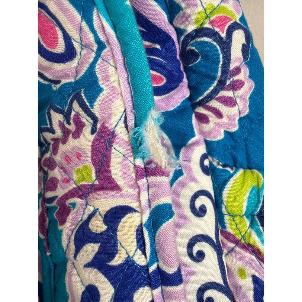 Vera Bradley Backpack Womens Large Blue Purple Paisley Quilted Cotton Travel Bag